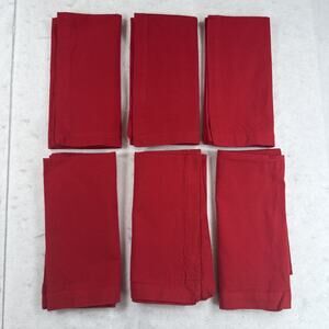 Set 6 Sur La Table Cotton Mitered Napkins Red 20" x 20"